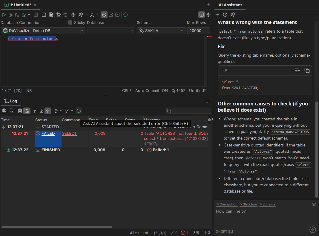 Fix an error using AI Assistant