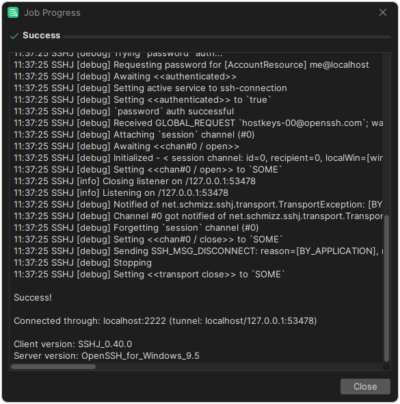 Testing SSH configuration